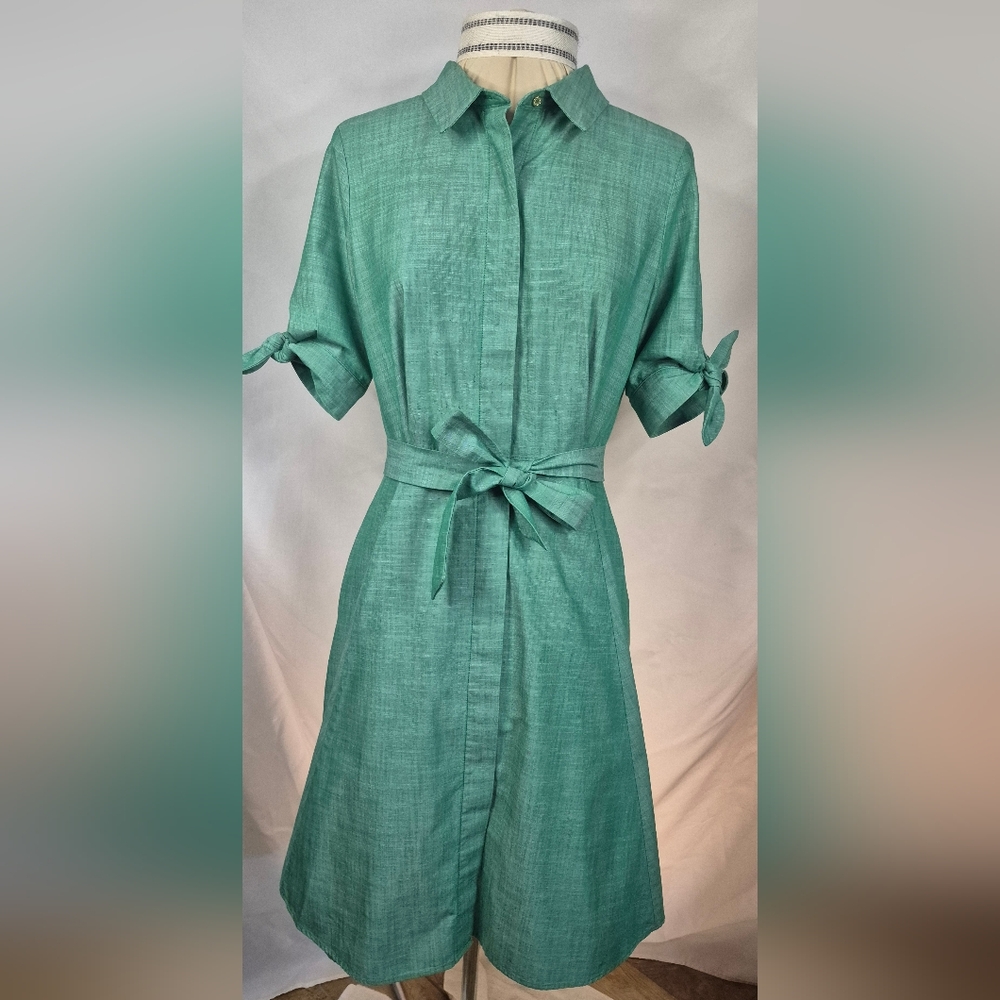 Calvin Klien Green Tie-Sleeve Midi Dress